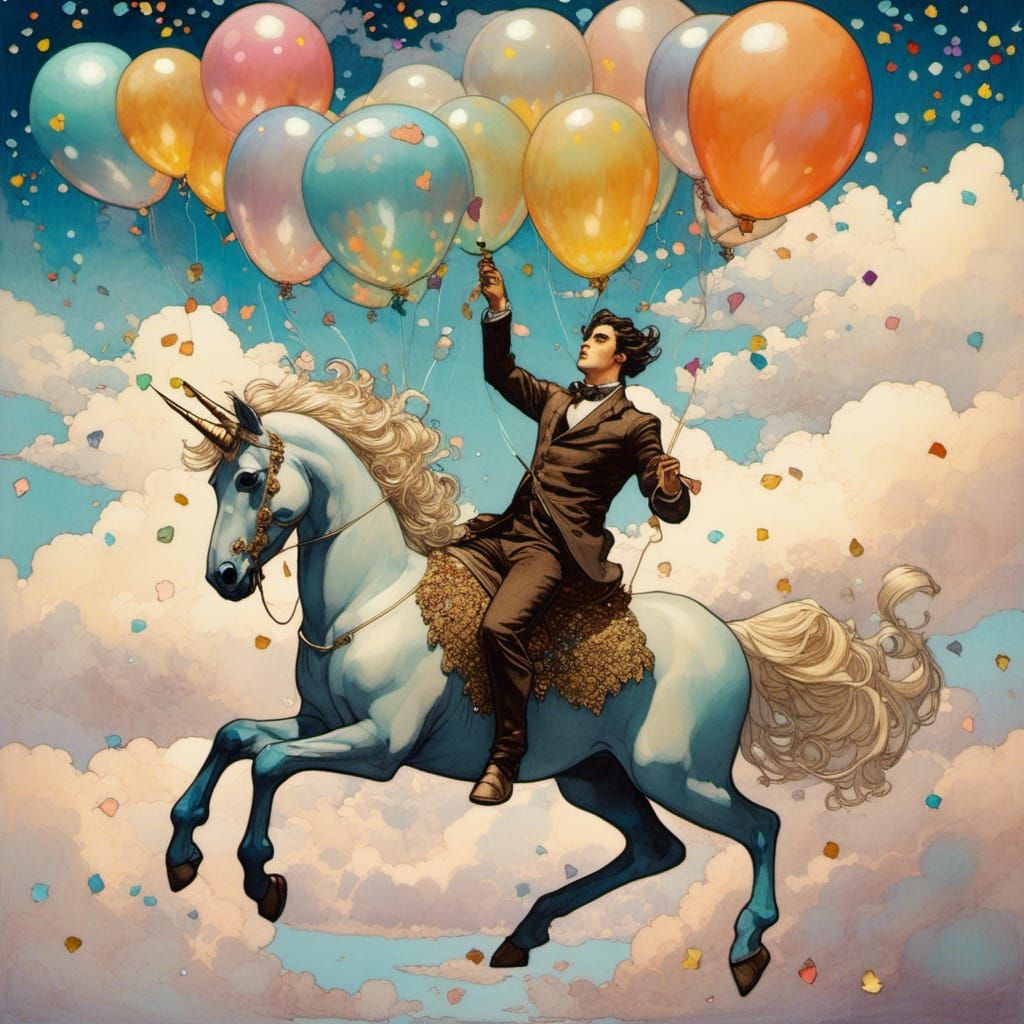 Magical Unicorn Ride for Birthday, Color Gradient