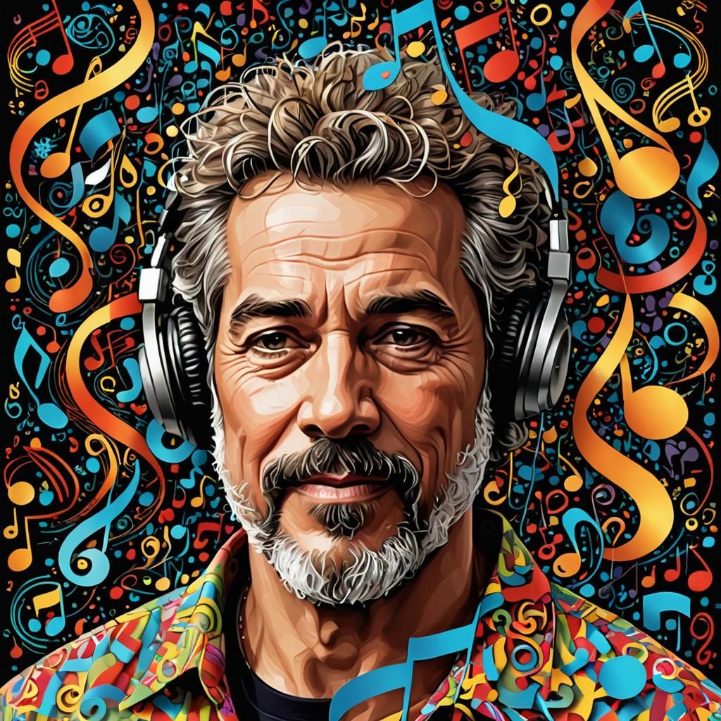 Music Album Cover: Goatee Judge in Abstract Vector Art