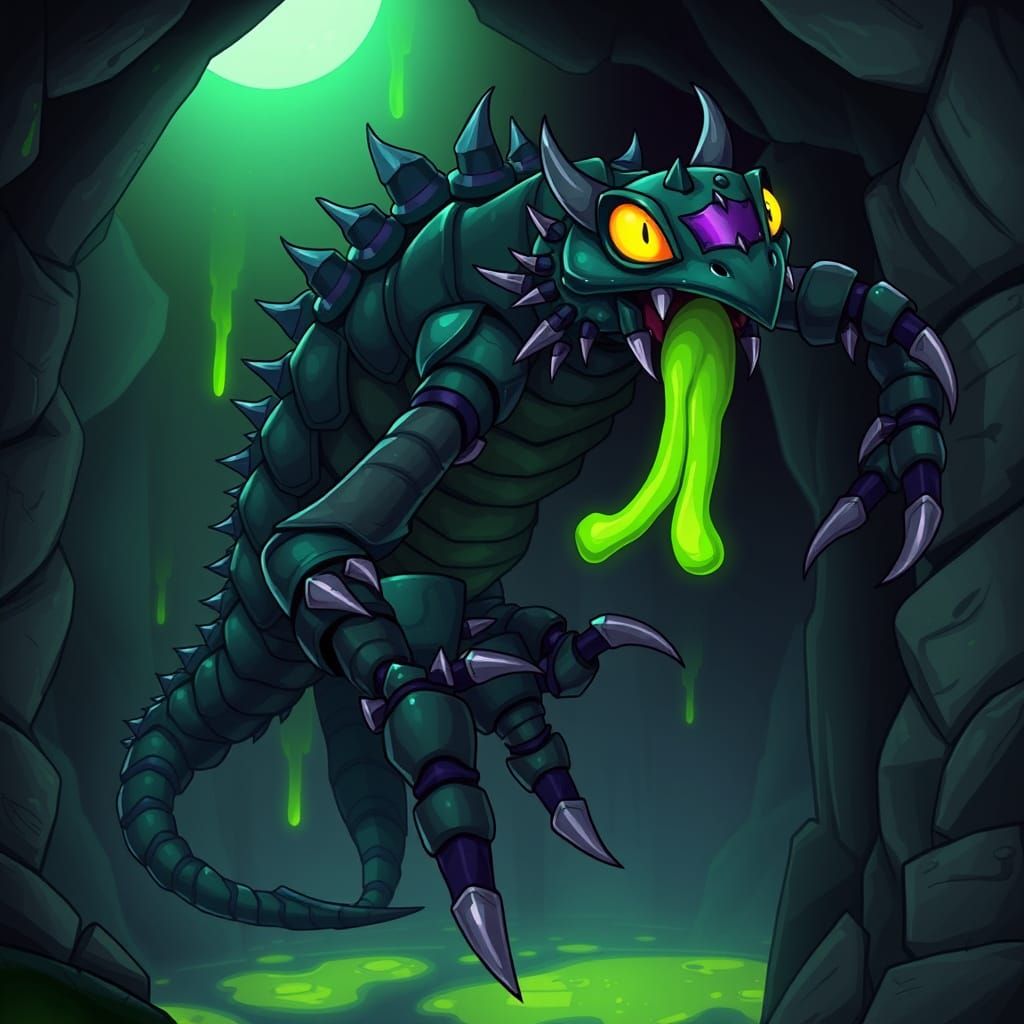 Cyberpunk-Inspired Anime Monster, Caustic Strider, Leaps Thr...