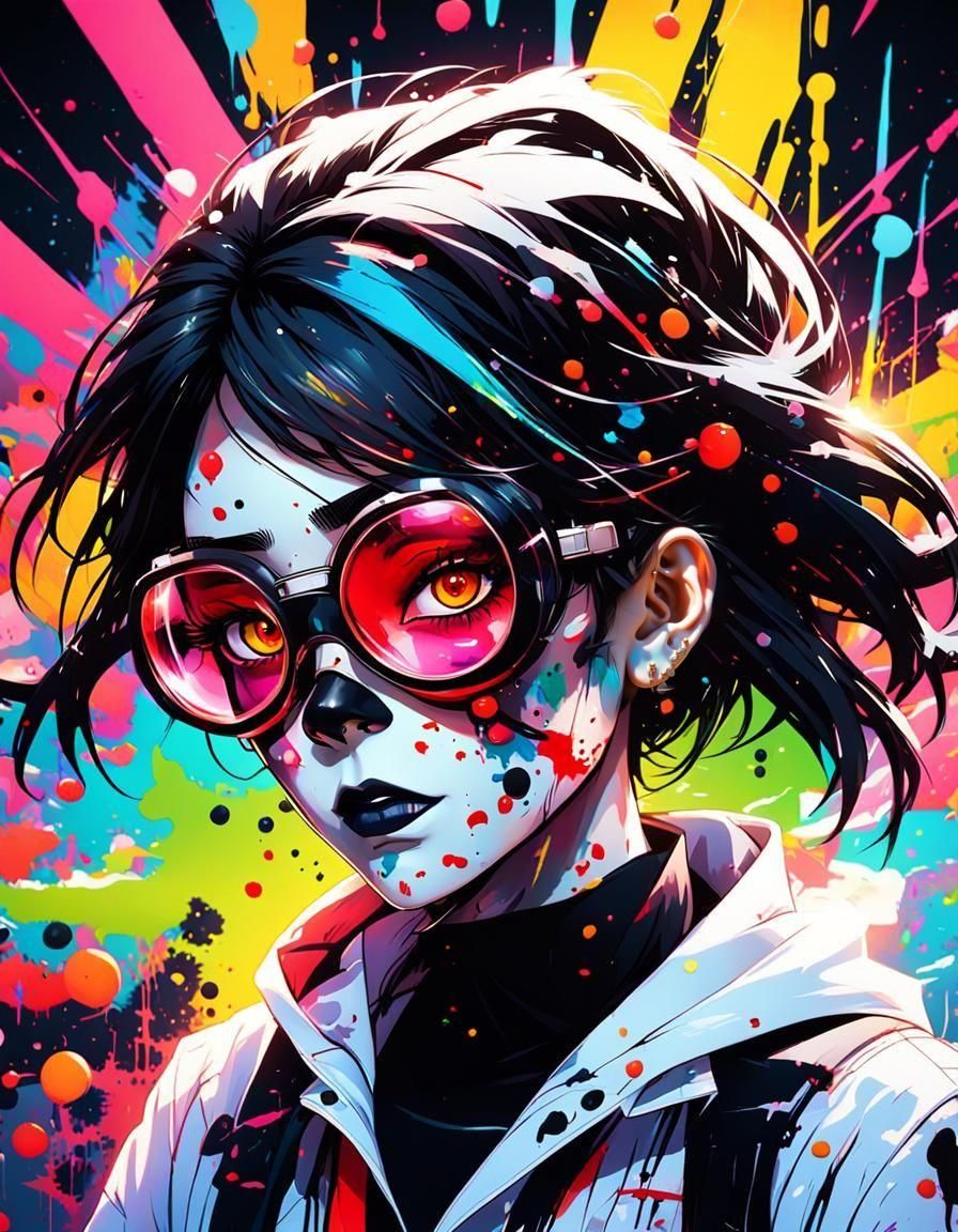 Mad Scientist Girl in Graffiti Art Style