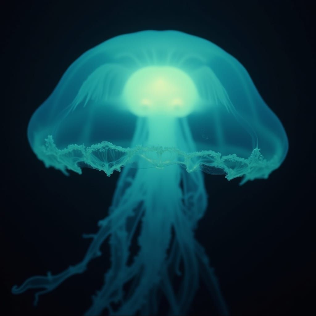 Bioluminescent Jellyfish Glows in the Deep