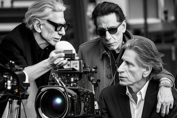David cronenberg directing various #famousactors on a movie set