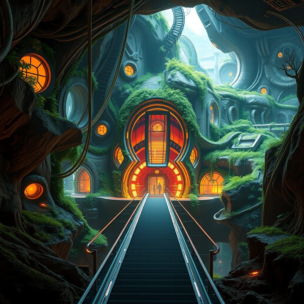 Futuristic Subterranean Sanctuary in Cyberpunk Aesthetic