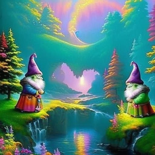 Chubby Gnome Couple in Ethereal Fantasy Style