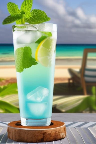 Blue mojito at the bungalow