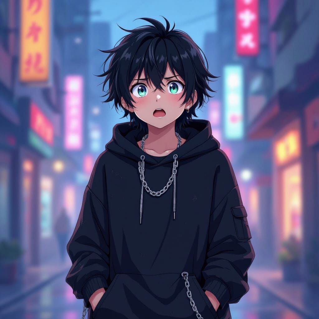 Emo Anime Character with Shocked Expression