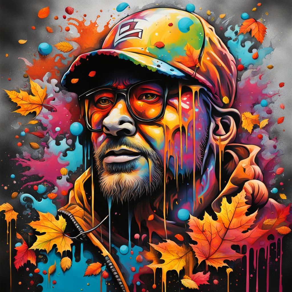 Autumn Graffiti Art in Polychromatic Splash Style