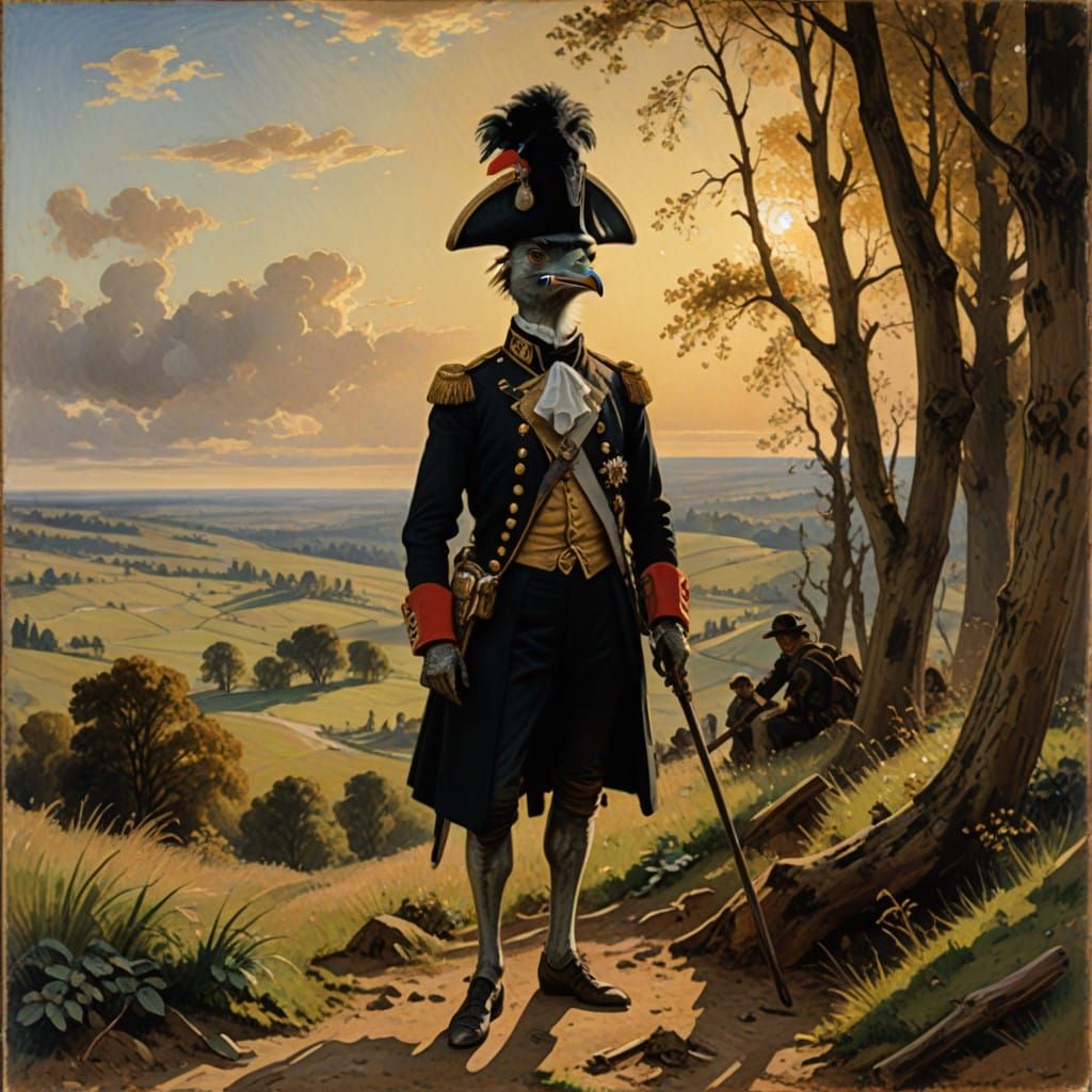 Napoleonic Ostrich Officer in Austrian Uniform