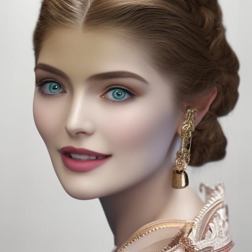 Steampunk Portrait of Smiling Woman with White Teeth