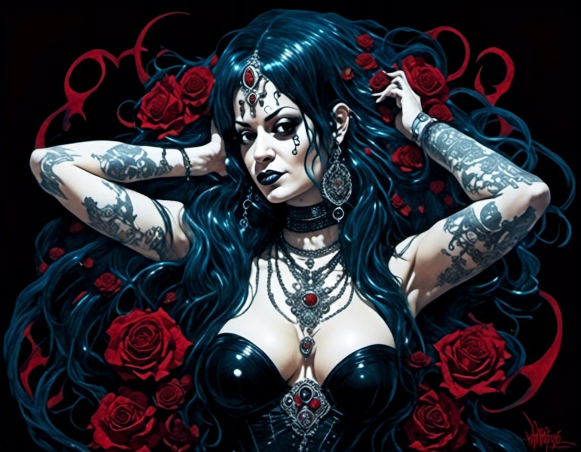 Eldritch Goddess Pinup in Gothic Fantasy Style