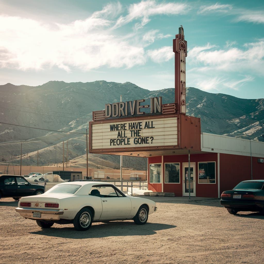 Desolate Drive-In Theater in a Sinister Style