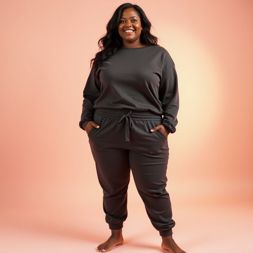Radiant Plus-Size Woman with Confident Smile in Studio