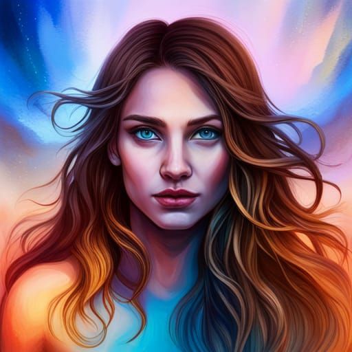 Hyperrealistic Girl with Wolf and Blue Eyes