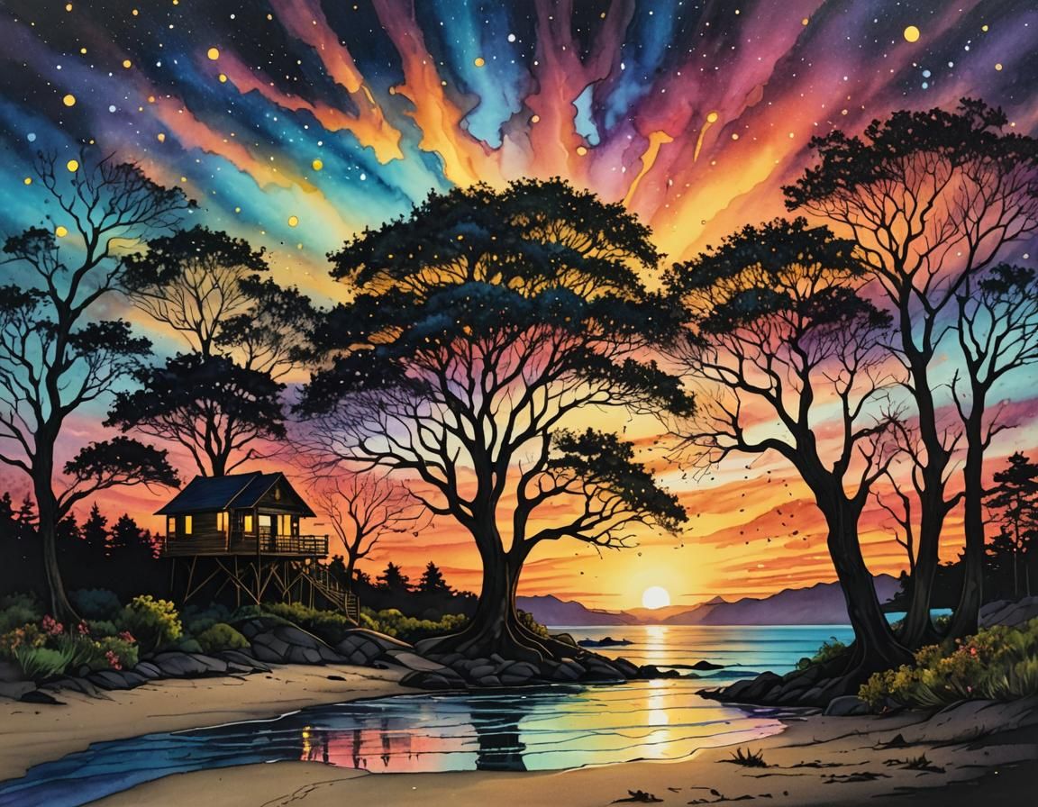 Sunset in a Sleepy Lagoon