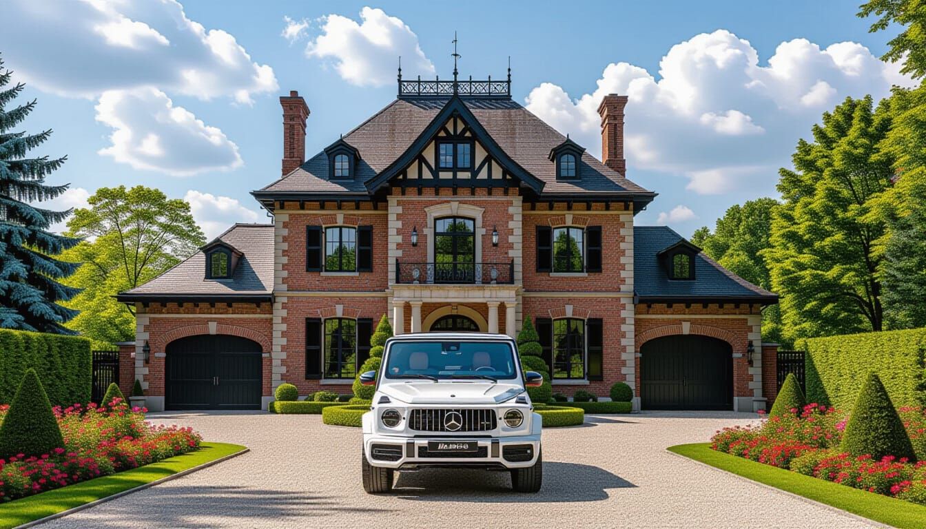 Victorian Brick Chateau with Mercedes AMG G 63
