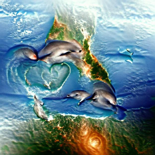 Pacific Love Dolphins in Ocean