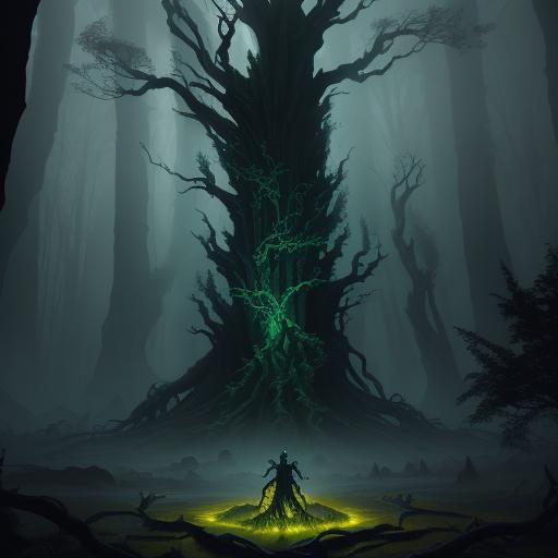 Mystical Tree Creature in Dark Fantasy Style