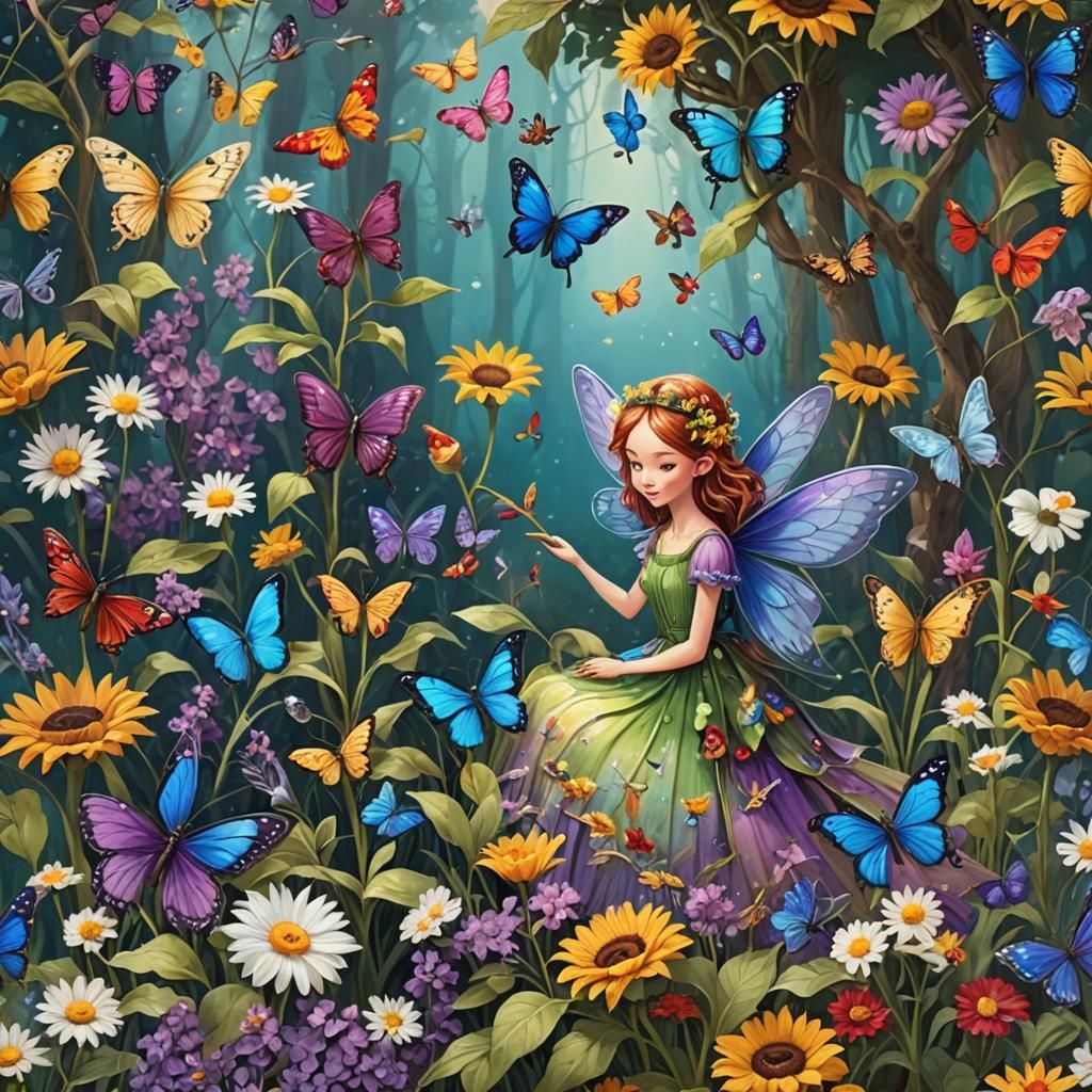 Enchanted Fairy in Forest with Dragonflies