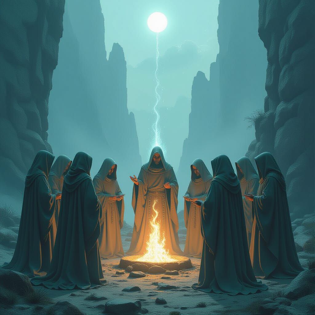 Mystical Cult Gathering at Glowing Oracle