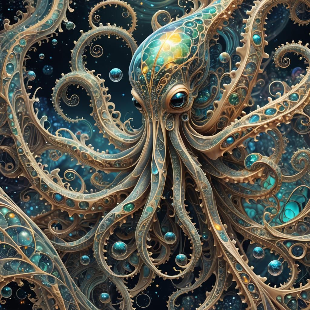 Surreal Fractal Dreamworld with Tentacles and Zentangle