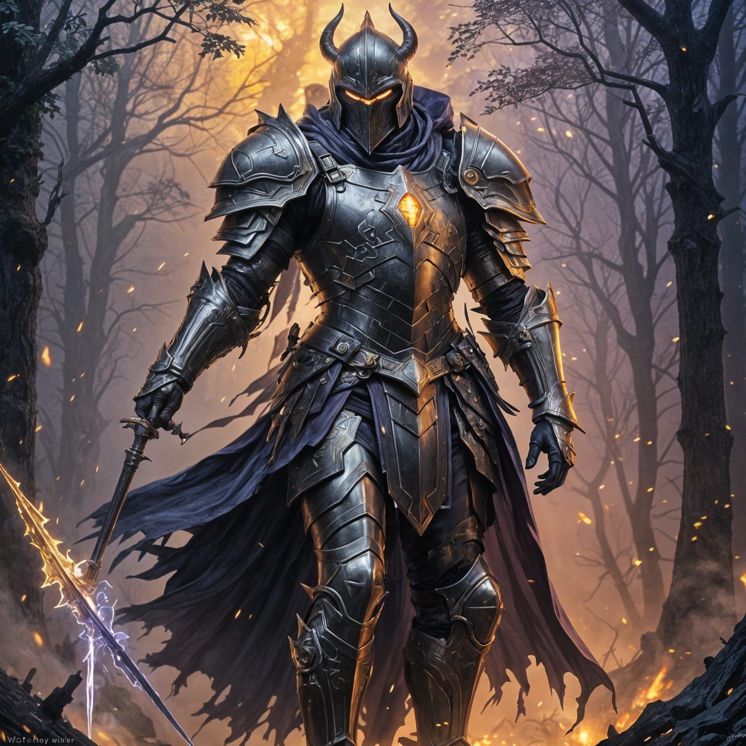 Ethereal Ghost Knight in Fog, Fantasy Art