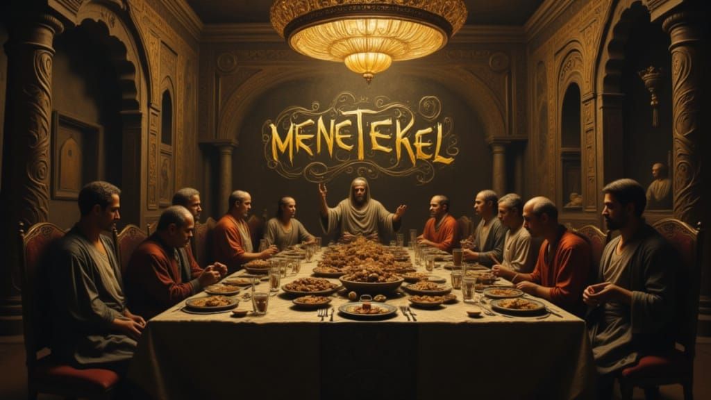 Belshazzar's Feast Oil Painting in Chiaroscuro Style