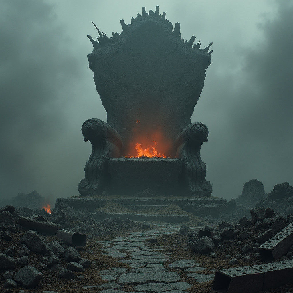 Colossal Throne in Dystopian Landscape