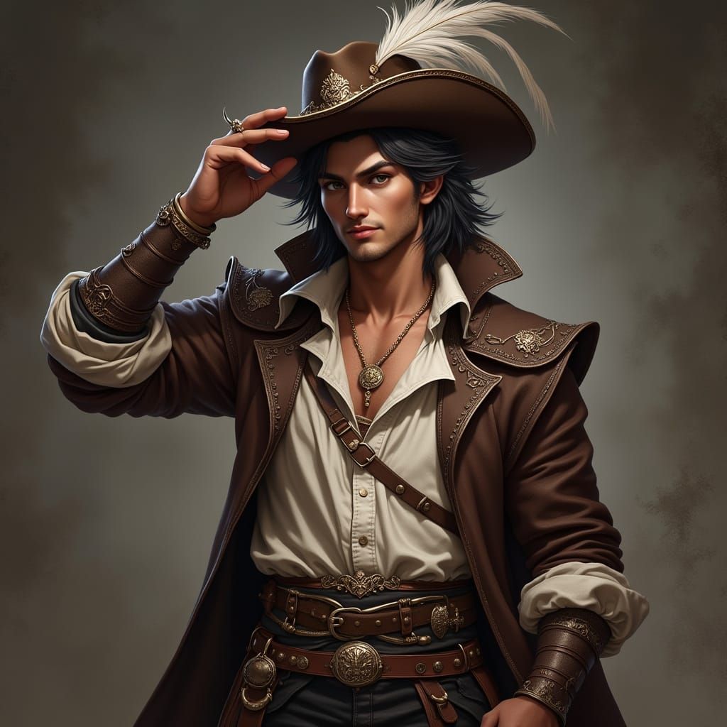 Roguish Merchant in Feathered Hat - Fantasy Concept Art