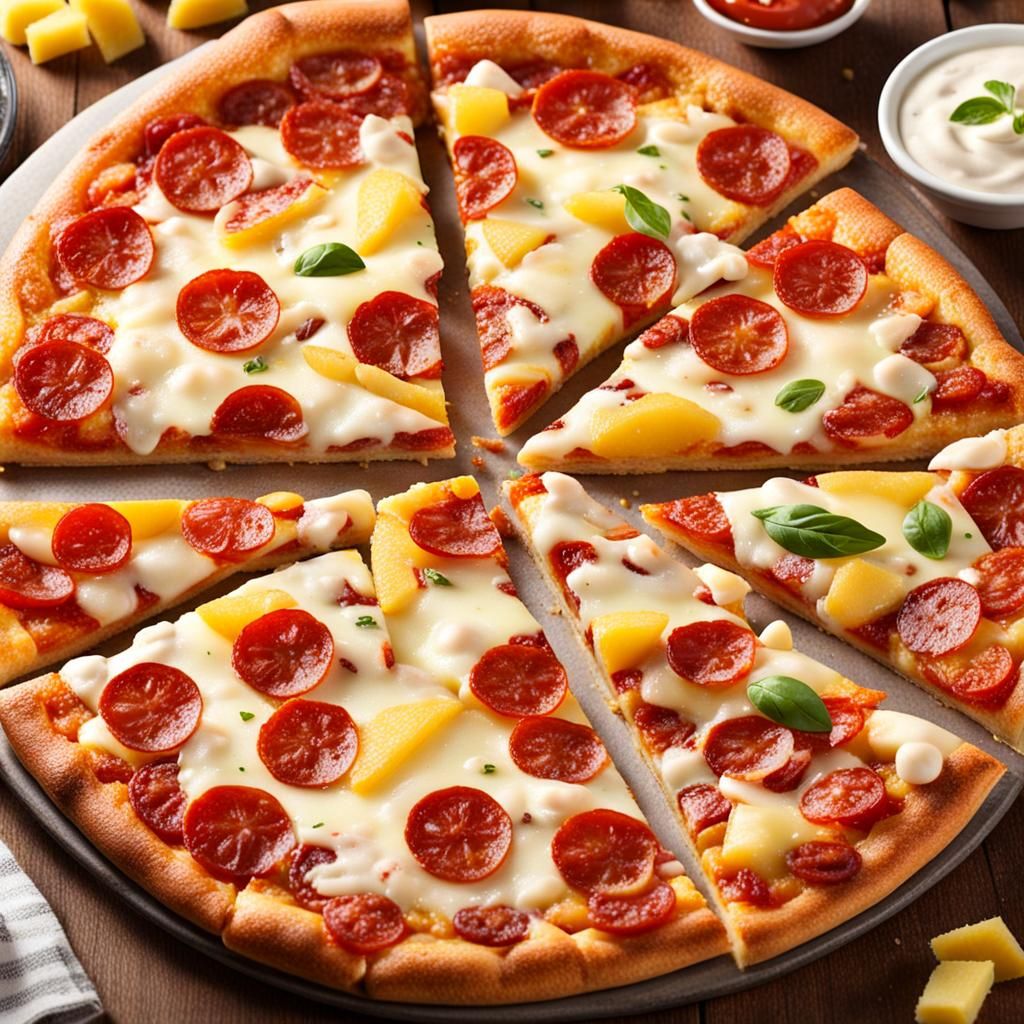 Pepperoni Pineapple Pizza with White Sauce