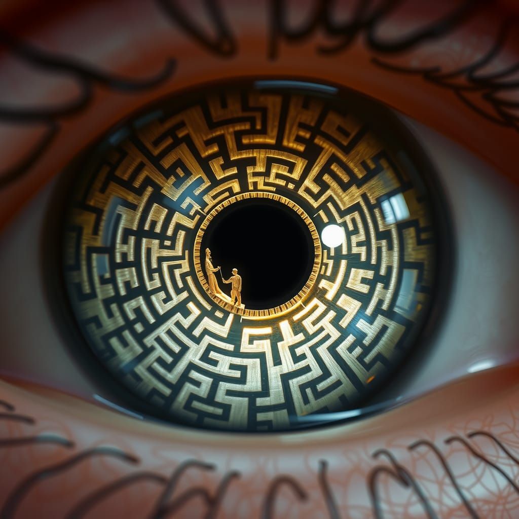 Eye with Labyrinthine Iris in Detailed Digital Art