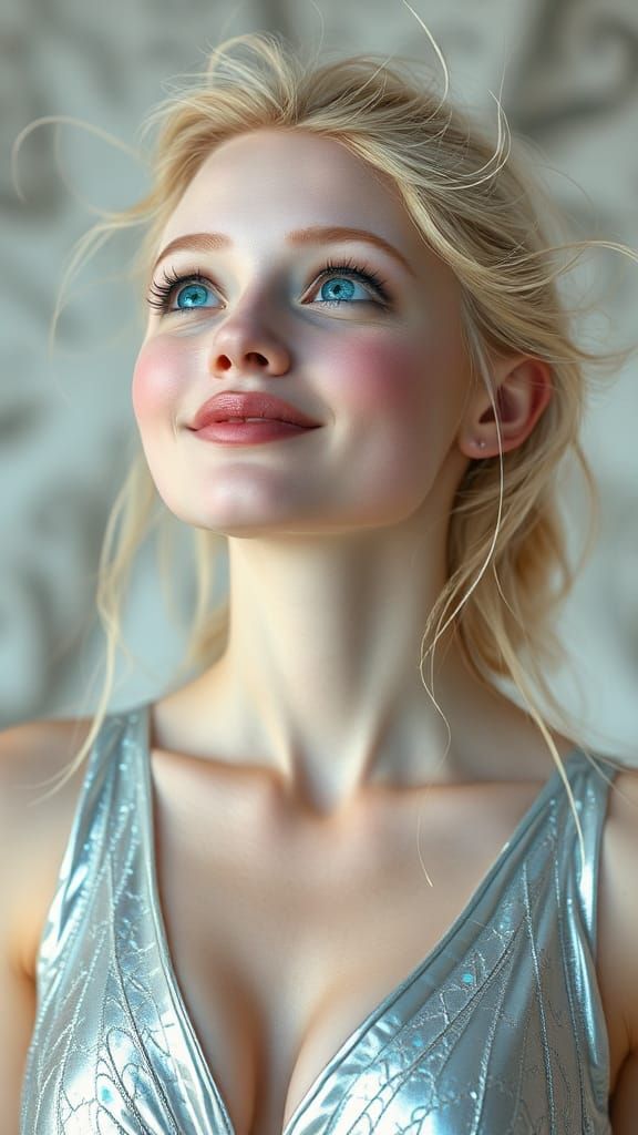 Ethereal Alien Woman with Iridescent Eyes