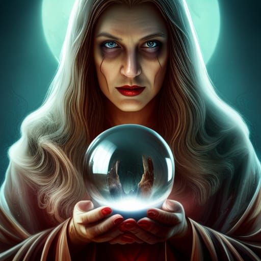 Fortune Teller and Crystal Ball Digital Painting