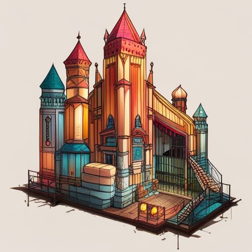 Intricate Bouncy Castle Funhouse Digital Painting