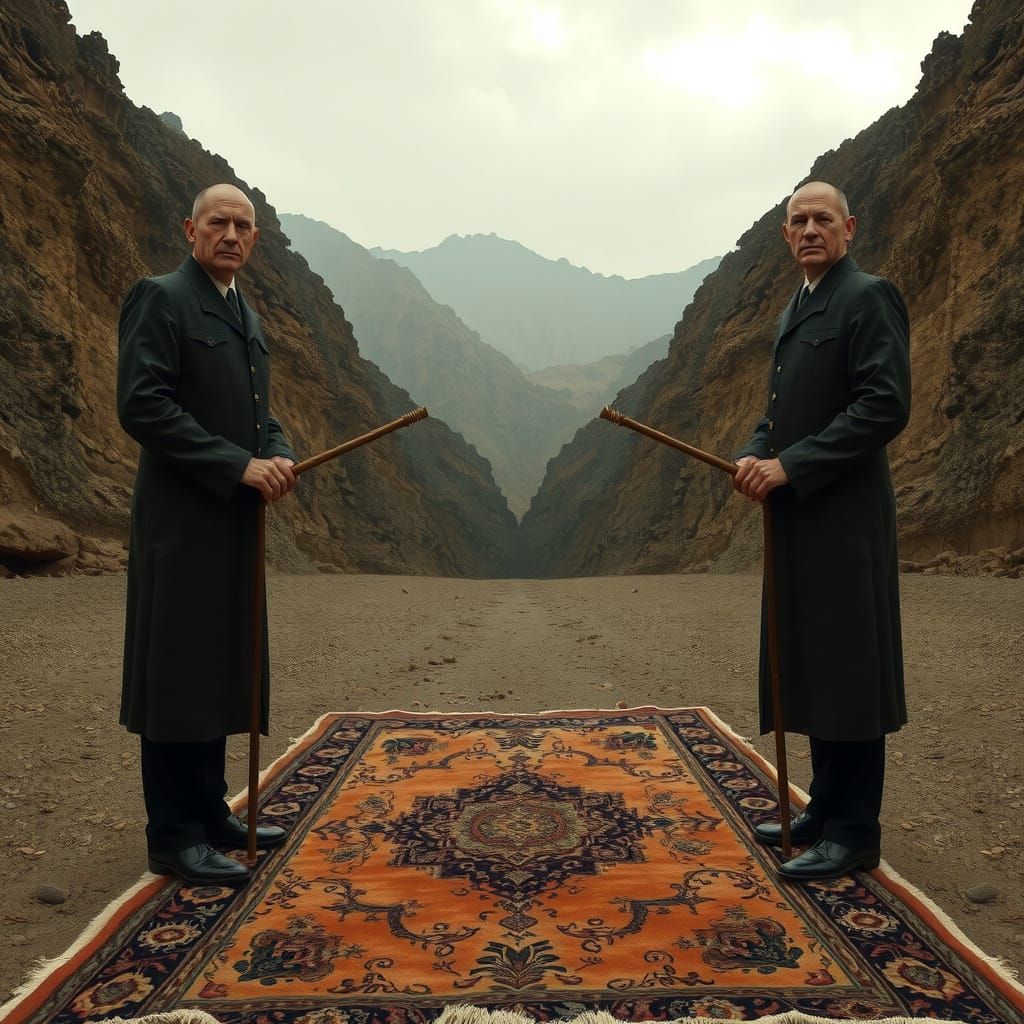 Austere Brothers Beat Carpet in Metaphysical Landscape