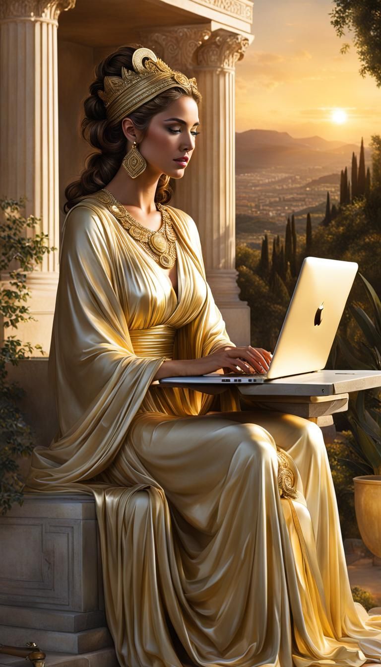 Thalia Muse Typing on Golden MacBook Pro
