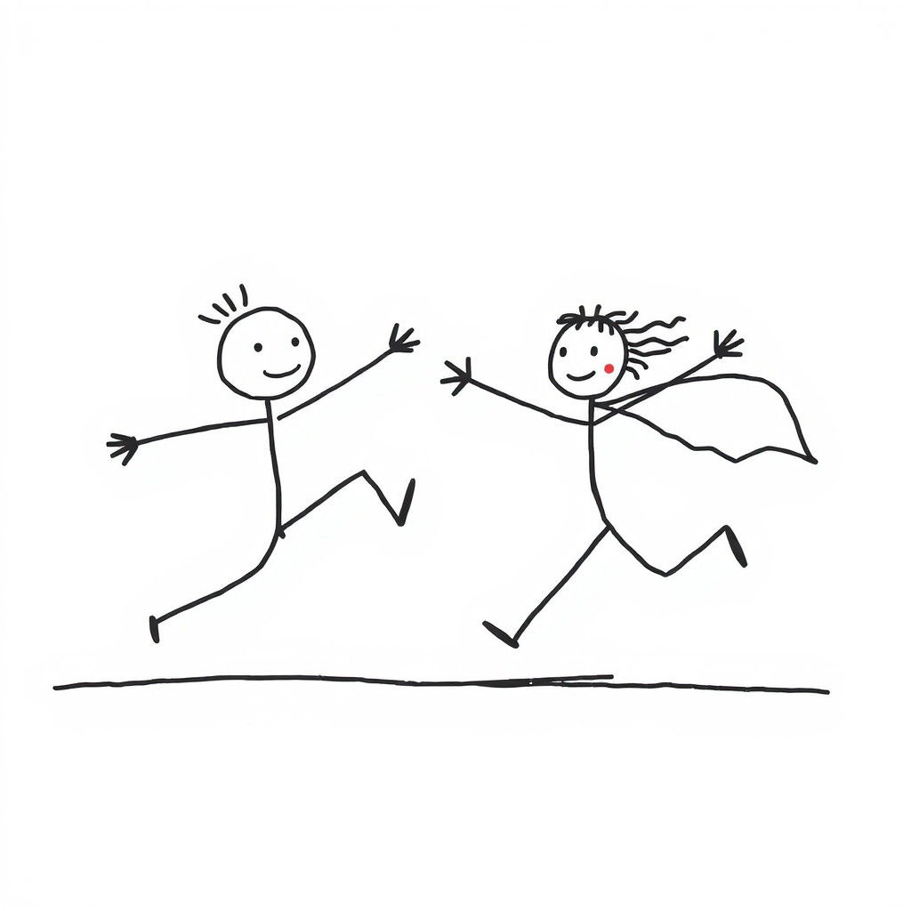 Heroic Stick Figures in Playful Line Art