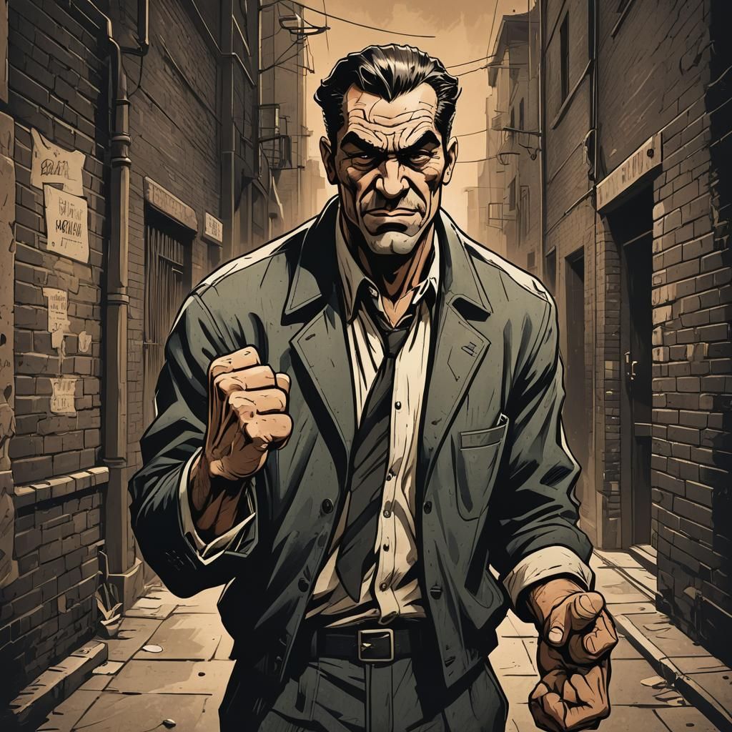 a Gangster with exaggerated angry expressions