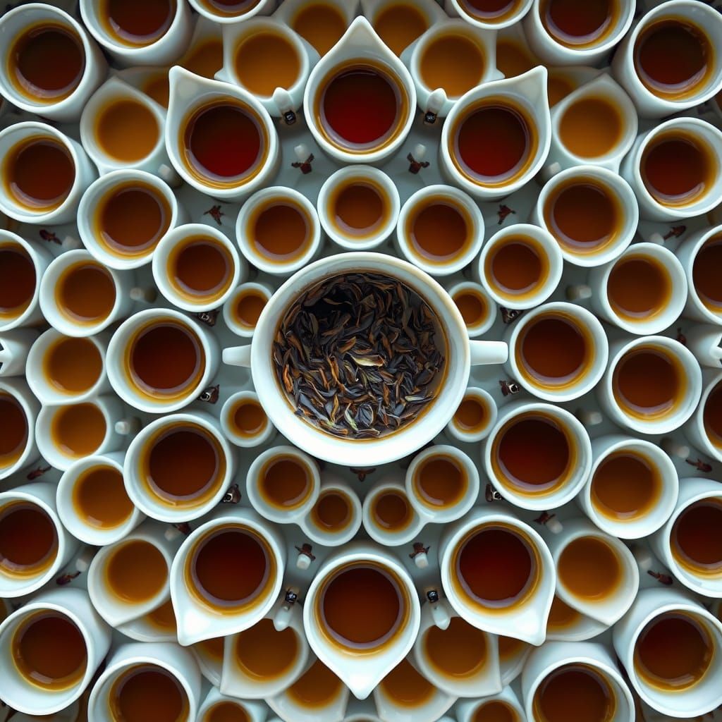 Fractal Chai Teacups in Tessellated Pattern