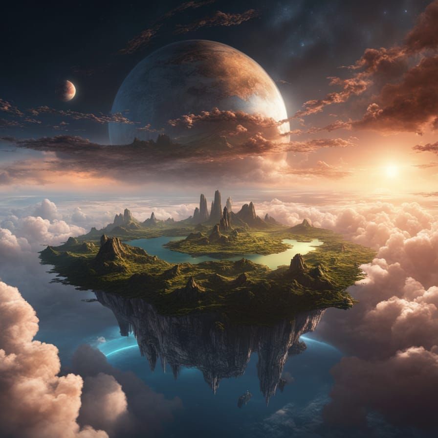 Floating Island in Space Fantasy Art