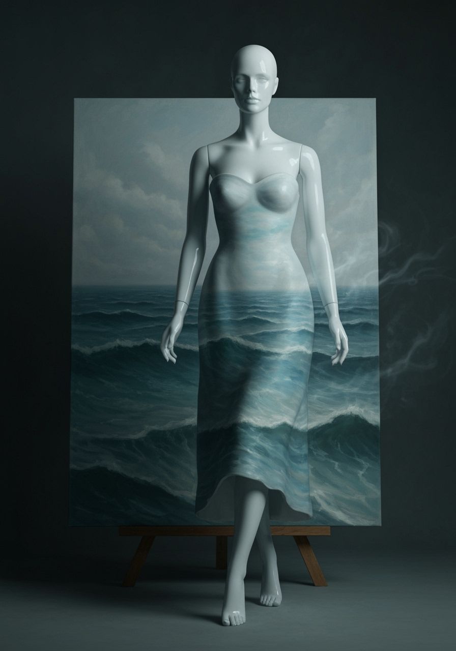 Haunting Seascape Masterpiece with Ethereal Mannequin