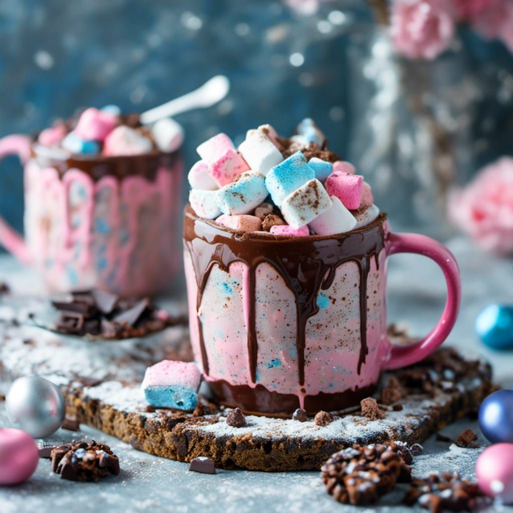 Hot Chocolate with Marshmallows and Cookie