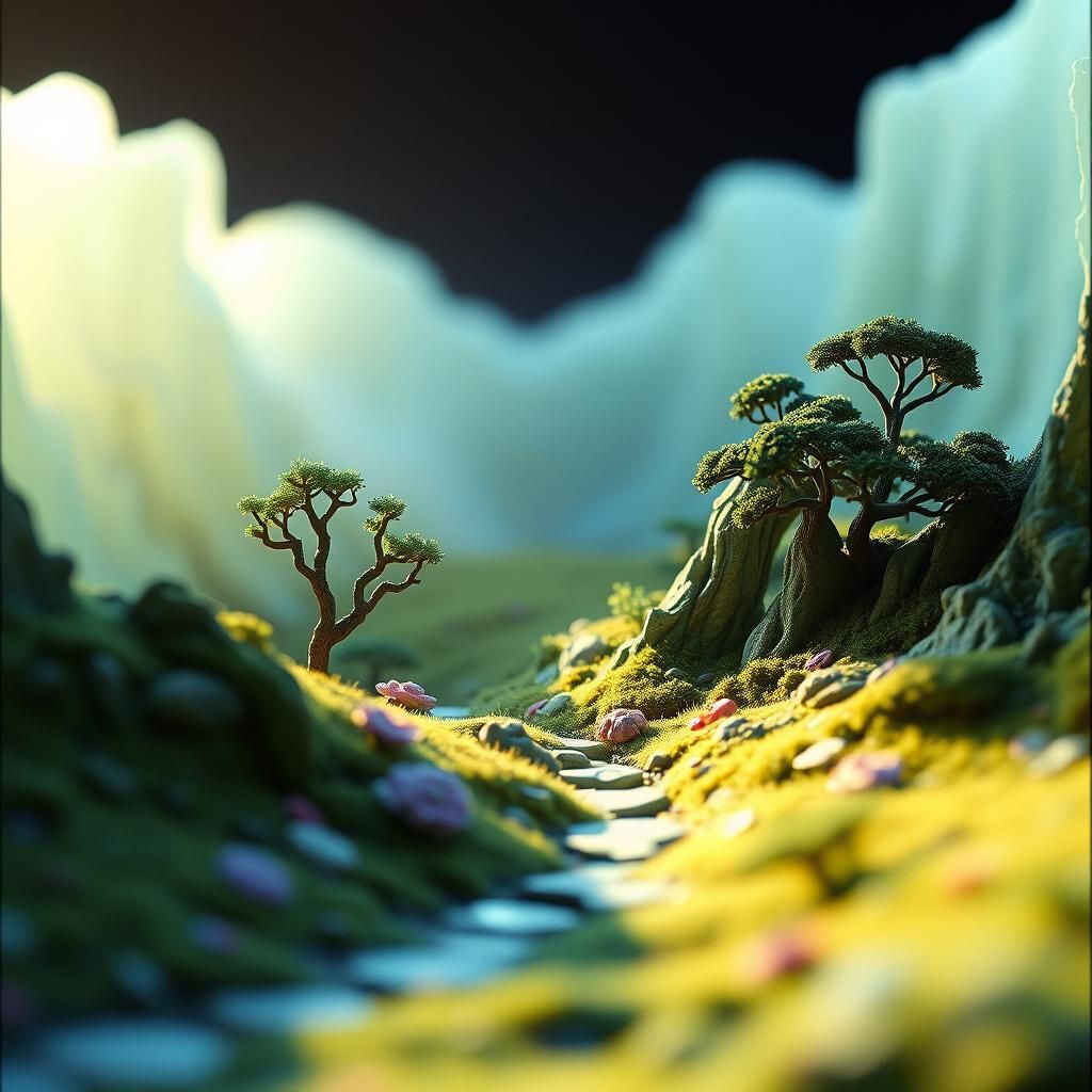 Mystical Glade Miniature Diorama in Cinematic Light