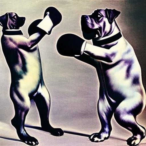 Dogs Boxing: A Surrealist Vision Inspired by Dalí