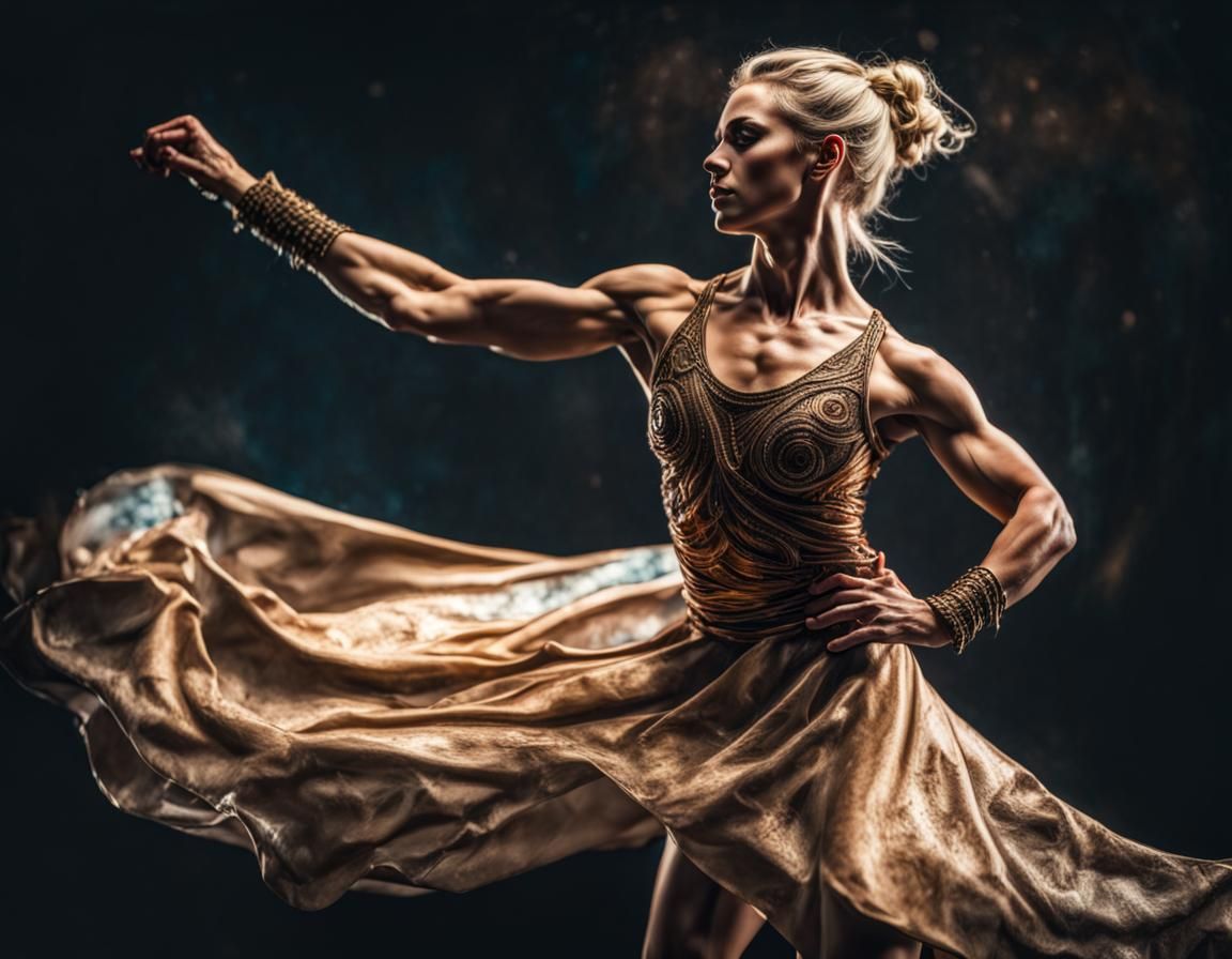 Hyperrealistic Classical Dancer with Muscle Hypertrophy