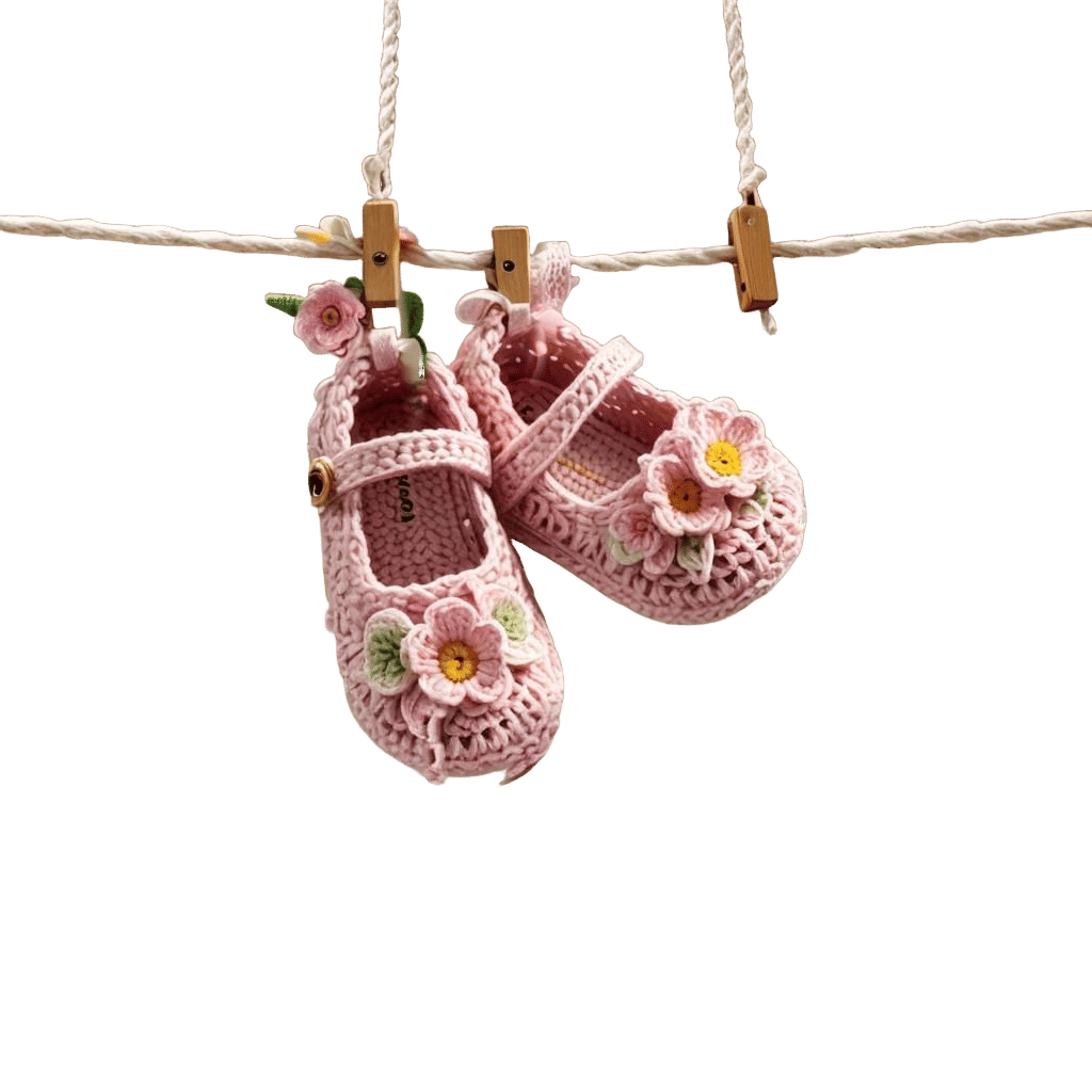 Crocheted Baby Shoes in Pastel Pink: 3D Pixar Art