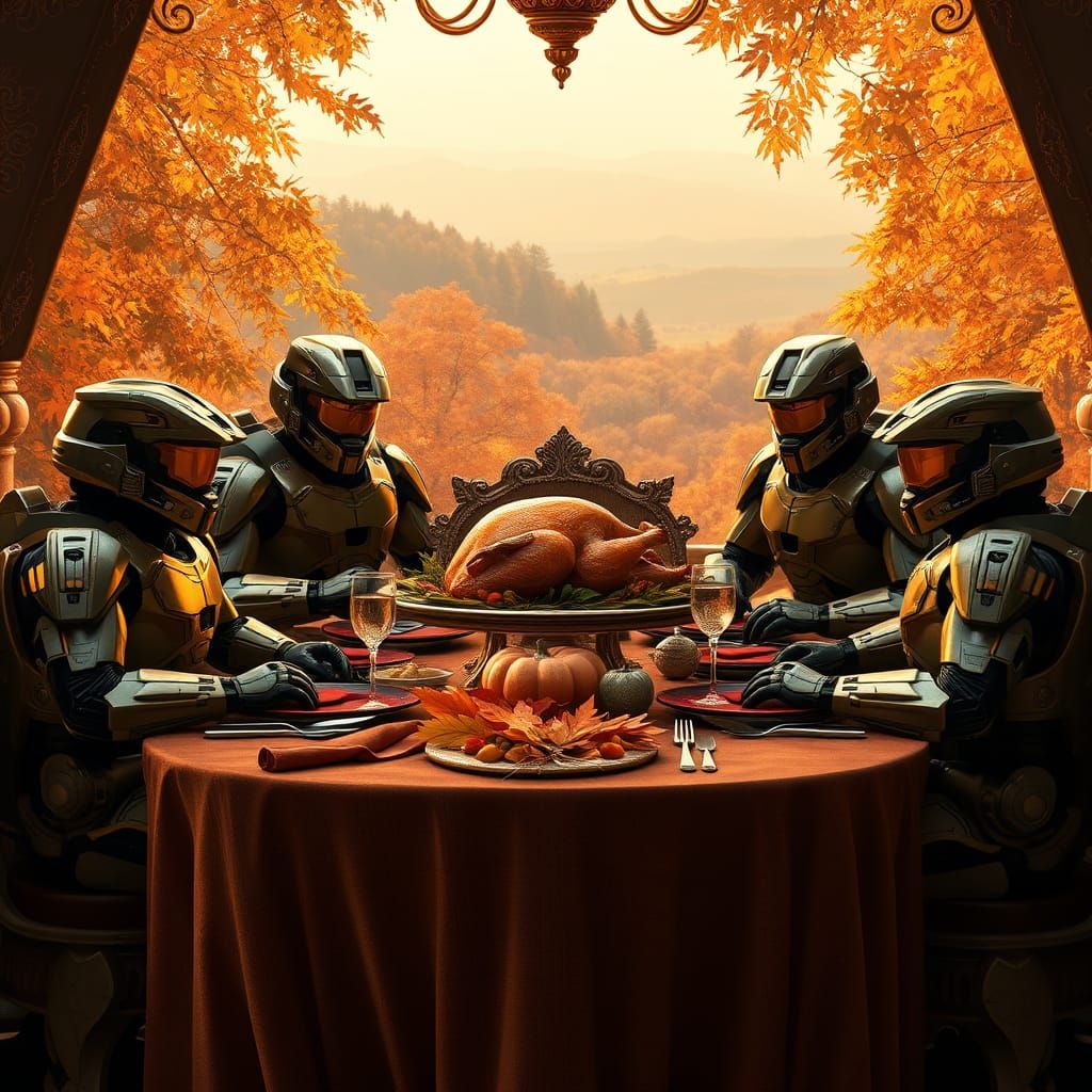 Halo Spartans Celebrate Thanksgiving: Hyper-Realistic Sci-Fi...