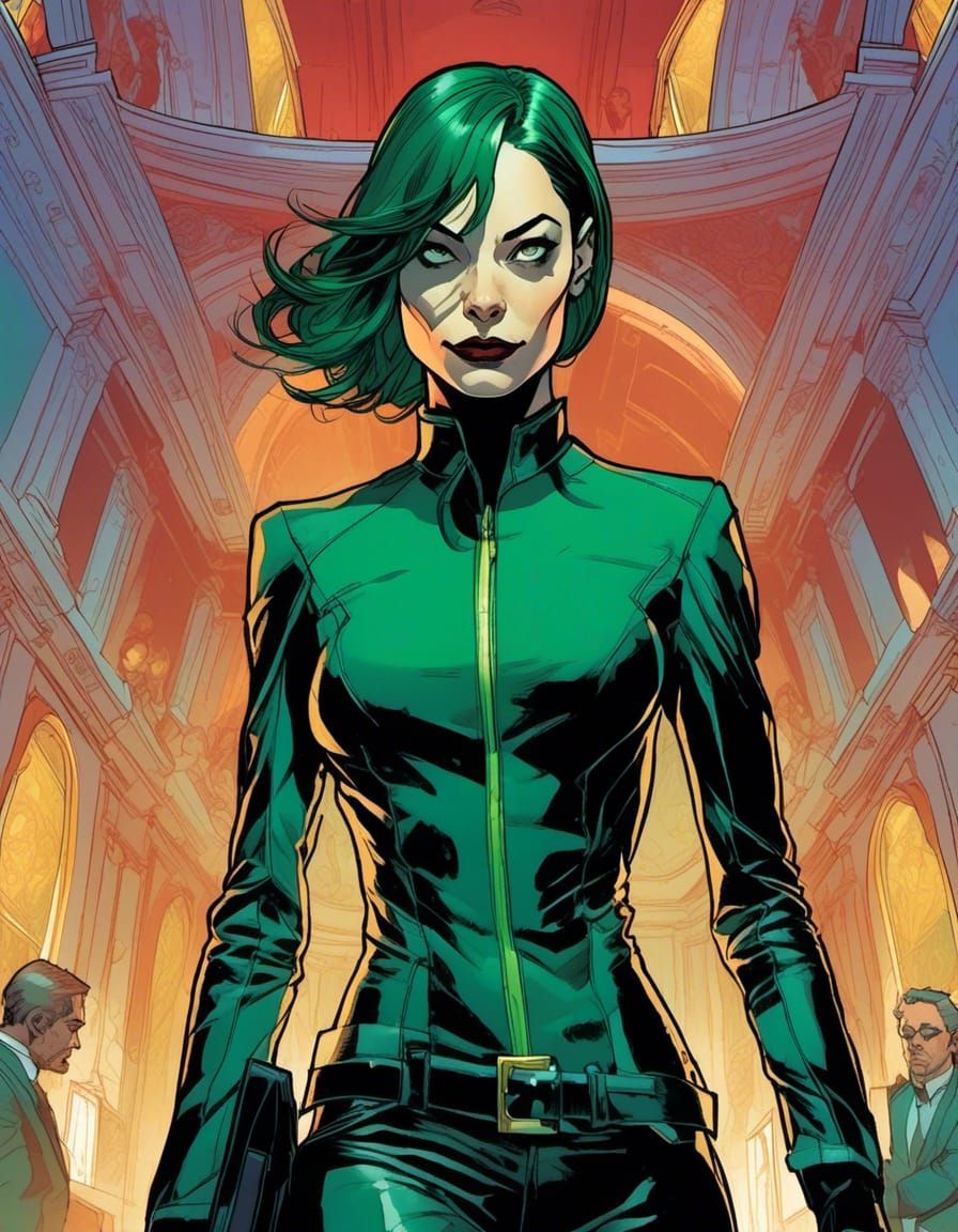 Arrogant Heiress Cat Burglar in Noir Comic Style