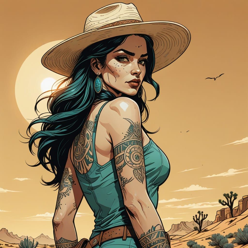 Amazon Woman in Desert Landscape: Fiona Staples Style