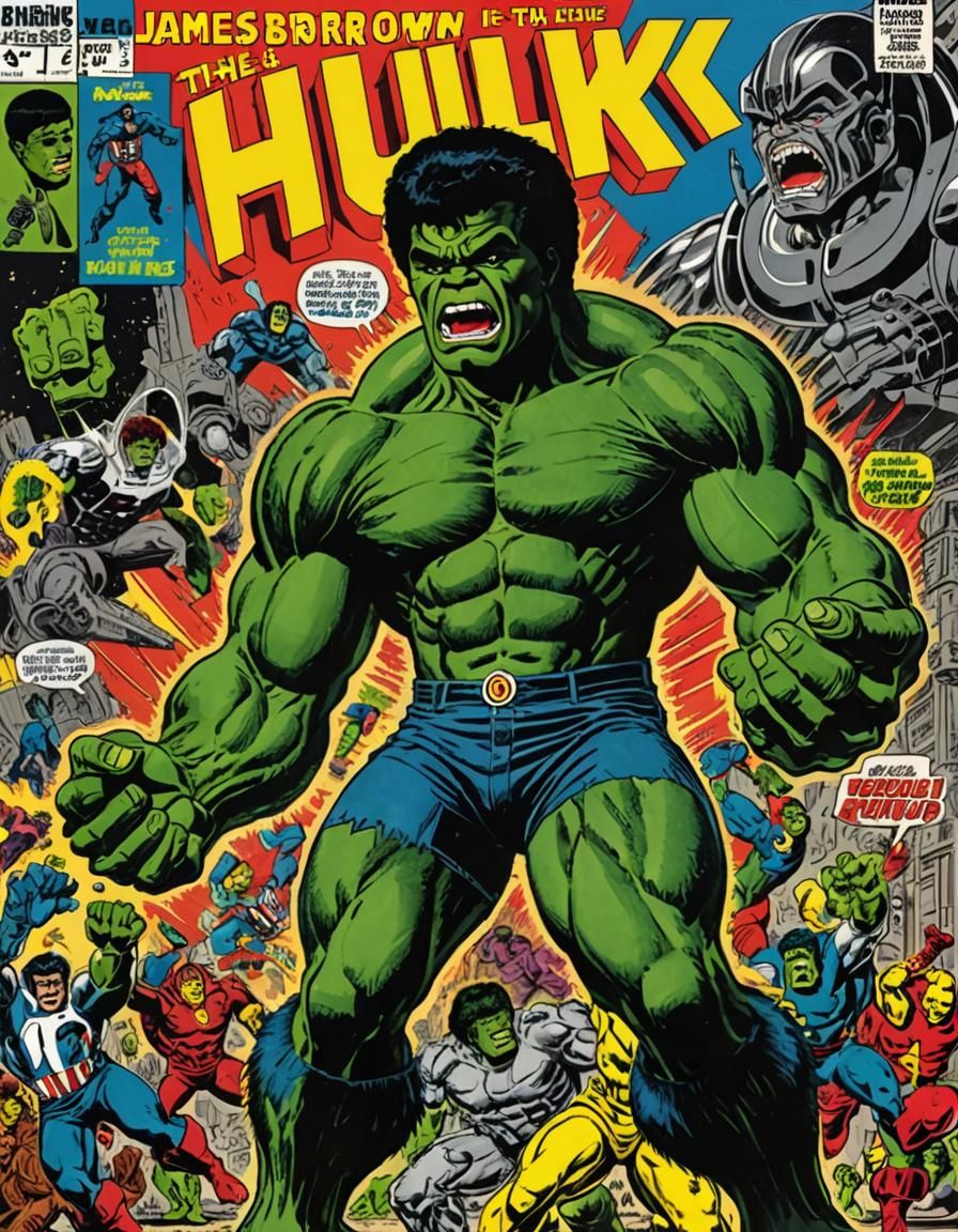 James Brown as The Incredible Hulk: Sci-Fi Cover Art