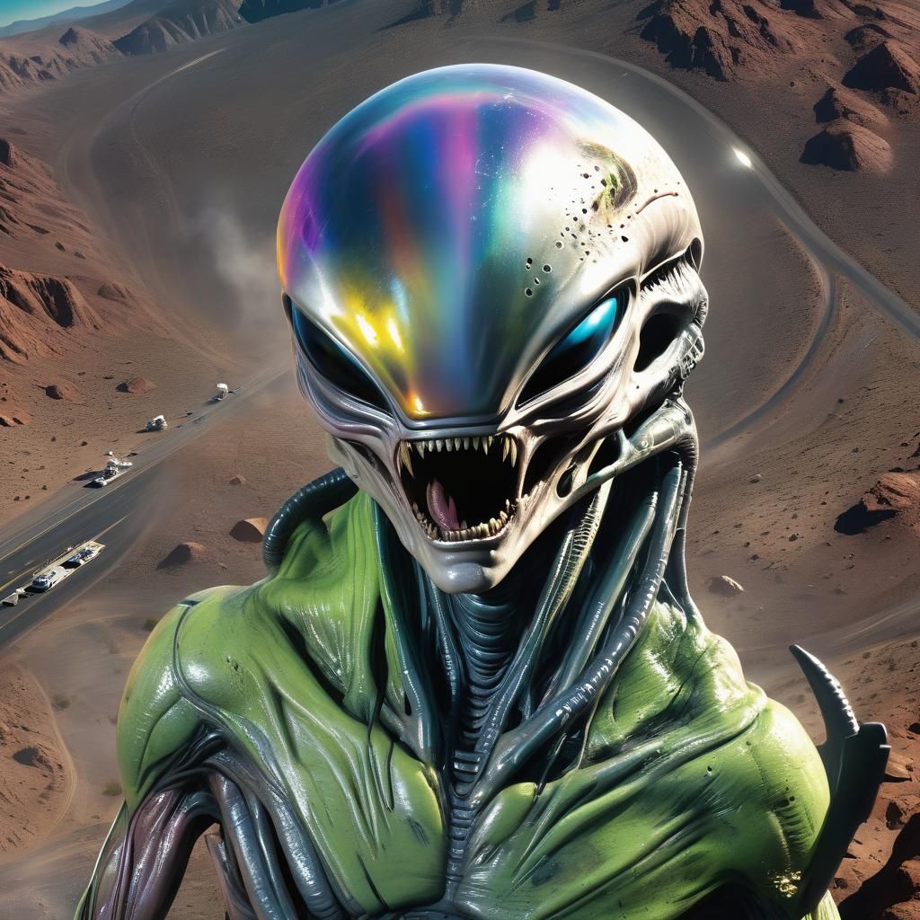 Hyperrealistic Alien Encounter Over Area 51